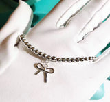 Popular Brand Style  Sterling Silver Bracelet with Bow Charm