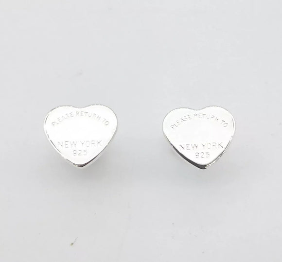 Brand Style 925 Sterling Silver Heart Stud Earring