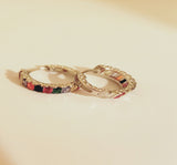 High Quality Sterling Silver Rainbow Zircon Hoop Earring