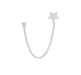 Stylish Sterling Silver 1 pc  Chain Attached with 2 Stud Earring