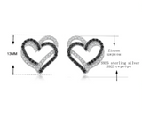 Romantic 925 Sterling Silver Jewelry Double Hearts Stud Earring