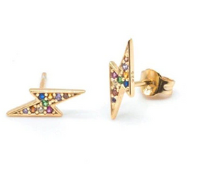 Glitter Voltage  jewelry 925 Sterling Silver and Gold Color Stud Earring