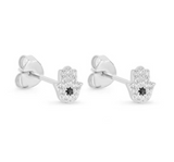 Cute  925 Sterling Silver Mini Hamsa Zircon Stud Earring