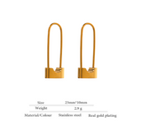 Chic Lock Stainless Steel  Gold Plated Hoop Earring