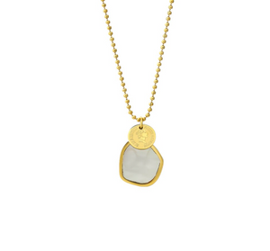 Stainless Double Layer Natural Shell Pendant Gold Necklace