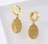 Stylish Stainless Steel Gold Plated Dangle Hoop Earring