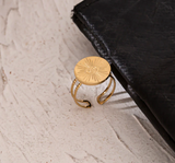 Stylish Stainless Steel Gold Plated Adjustable Ring