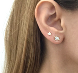 High Quality Sterling Silver Asymmetric Star Planet Earring