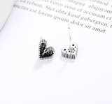 High Quality Romantic Sterling Silver Black Heart Stud Earring