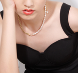 Trendy Stainless Steel with Natural Pearl Necklace