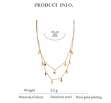 Delicate Stainless Steel Choker Cubic Zirconia Double Layer Necklace