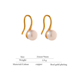 Elegant Stainless Steel Natural Freshwater Pearl Hook Earring