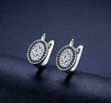 High Quality Sterling Silver Black Zircon Hoop Earring