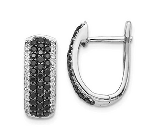 High Quality Trendy 925 Sterling Silver Round Black Hoop Earring