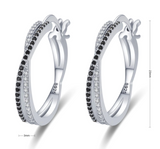 High Quality 925 Sterling Silver Round Black Trendy Hoop Earring