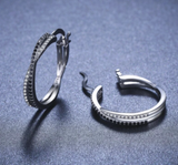 High Quality 925 Sterling Silver Round Black Trendy Hoop Earring