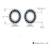 High Quality 925 Sterling Silver Natural Black Spinel  Round Stud Earring