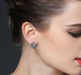 High Quality 925 Sterling Silver Natural Black Spinel  Round Stud Earring