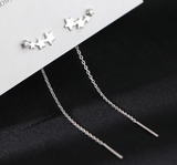 Fashionable 925 Sterling Silver Stars Tassel Hook Earring