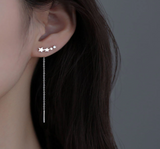 Fashionable 925 Sterling Silver Stars Tassel Hook Earring