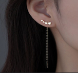 Fashionable 925 Sterling Silver Stars Tassel Hook Earring