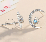 Trendy Asymmetric 925 Sterling Silver Sparkling Earring