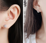 Trendy Asymmetric 925 Sterling Silver Sparkling Earring