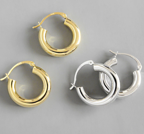 Sterling Silver Round Hoop Earring