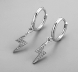 Sterling Silver Zircon Volt Drop Hoop Earring