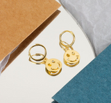 Cute Smiley Sterling Silver Drop Hoop Earring