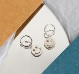 Cute Smiley Sterling Silver Drop Hoop Earring