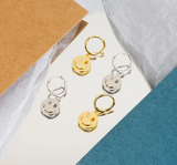 Cute Smiley Sterling Silver Drop Hoop Earring