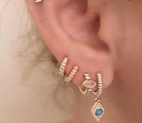 Sterling Silver with Zircon 1pc Hoop Earring