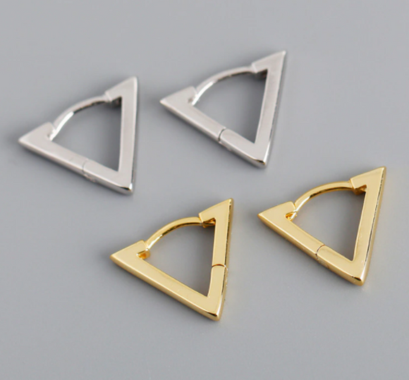 Simple Unique Sterling Silver Triangle Hoop Earring