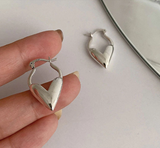 Cute Heart Sterling Silver Hoop Earring