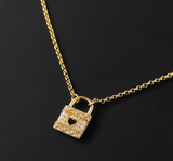 HIgh Quality APM Brand Style S925 Sterling Silver Paved Mini Lock Necklace