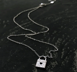 HIgh Quality APM Brand Style S925 Sterling Silver Paved Mini Lock Necklace