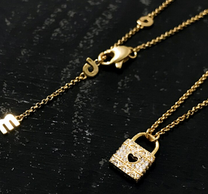 HIgh Quality APM Brand Style S925 Sterling Silver Paved Mini Lock Necklace