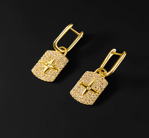 High Quality APM Brand Style Paved Pendant Earring