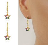 Cute Rainbow Zircon Star Hoop Earring