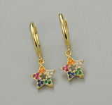 Cute Rainbow Zircon Star Hoop Earring