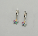 Cute Rainbow Zircon Star Hoop Earring