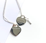 Popular Brand Style 925 Sterling Silver Heart Charm with Key Necklace